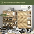 thumbnail image 6 of Shoe Storage Cabinet, Modern Narrow Hidden Shoe Rack with 3 Flip Drawers, Open Shelves, Freestanding Shoe Organizer for Hallway, Entrance, Terrace, Driftwood, 6 of 8