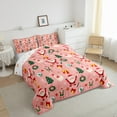 YST Pink Christmas Comforter Set Twin for Kids,Cartoon Snowman Santa