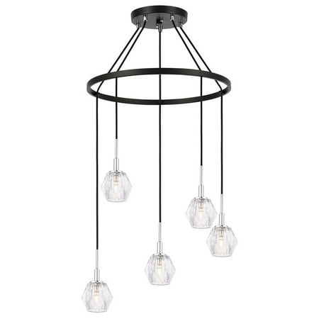

Woodbridge Lighting Jewel 5-Light Metal Pendant Chandelier in Chrome/Bronze