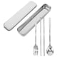 thumbnail image 3 of Juego de palillos, tenedores y cucharas portátiles de acero inoxidable, utensilios de viaje reutilizables con estuche, cubiertos de metal para acampar al aire libre., 3 of 6