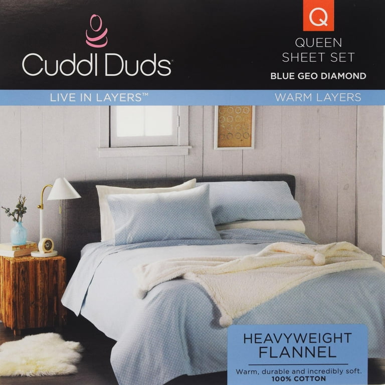 Cuddl Duds Full Flannel Sheet With Deep Pockets, 4Pieces, 51 OFF