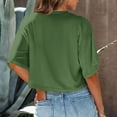 thumbnail image 4 of Blmnix Spring Tops for Women Green Short Sleeve Crop Letter Casual Crew Neck Los Angeles Ladies Tops 2024, 4 of 7