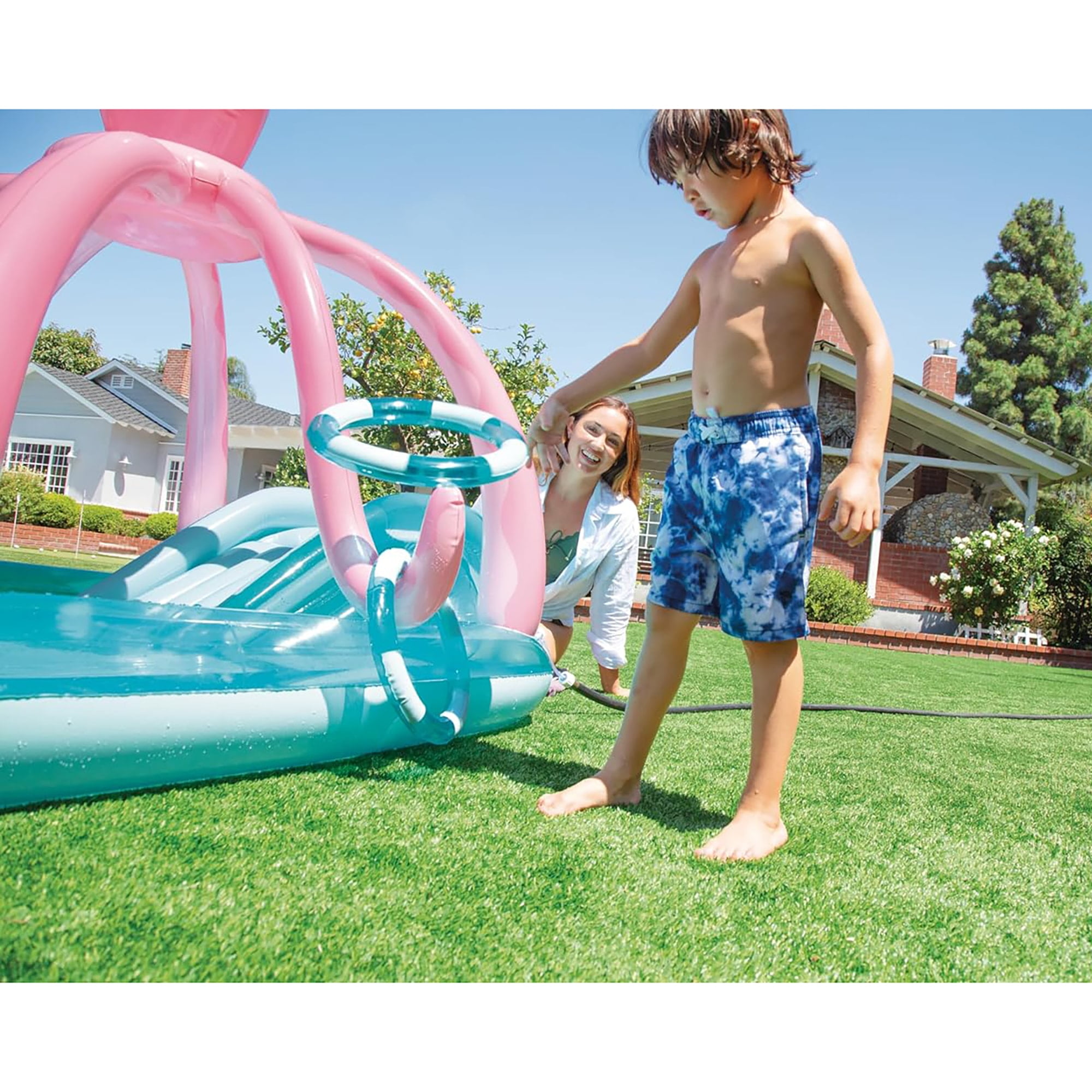 Friendly Octopus Inflatable Play Center W/ Water Slide, Kids Ages 2+