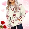 thumbnail image 4 of Felirenzacia Women’s Valentine Pullover Love Letter Print Long Sleeve Cozy Soft Fleece Casual Holiday Top Women’s Fashion Streetwear, Beige,90, 4 of 6