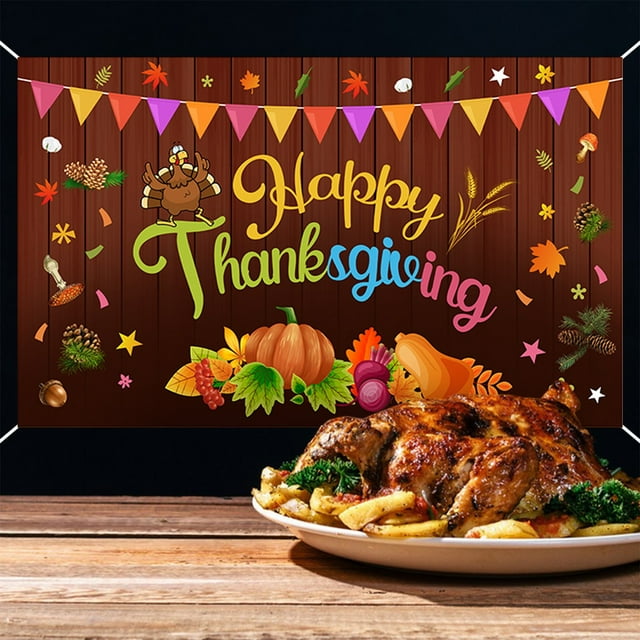 Fondo, pantalla de fondo, fondo de tela con temática de Acción de Gracias, serie naranja y amarilla, cosechas de Acción de Gracias, calabaza, hoja de arce, pavo, decoración de fiesta, pancarta de fond