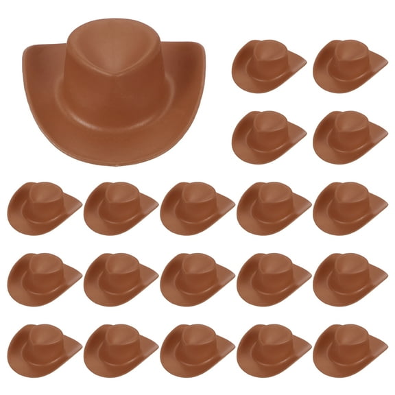 Uxcell Mini Cowboy Hat, Plastic Brown Tiny Cowboy Cow Girl Hats for Party Decoration