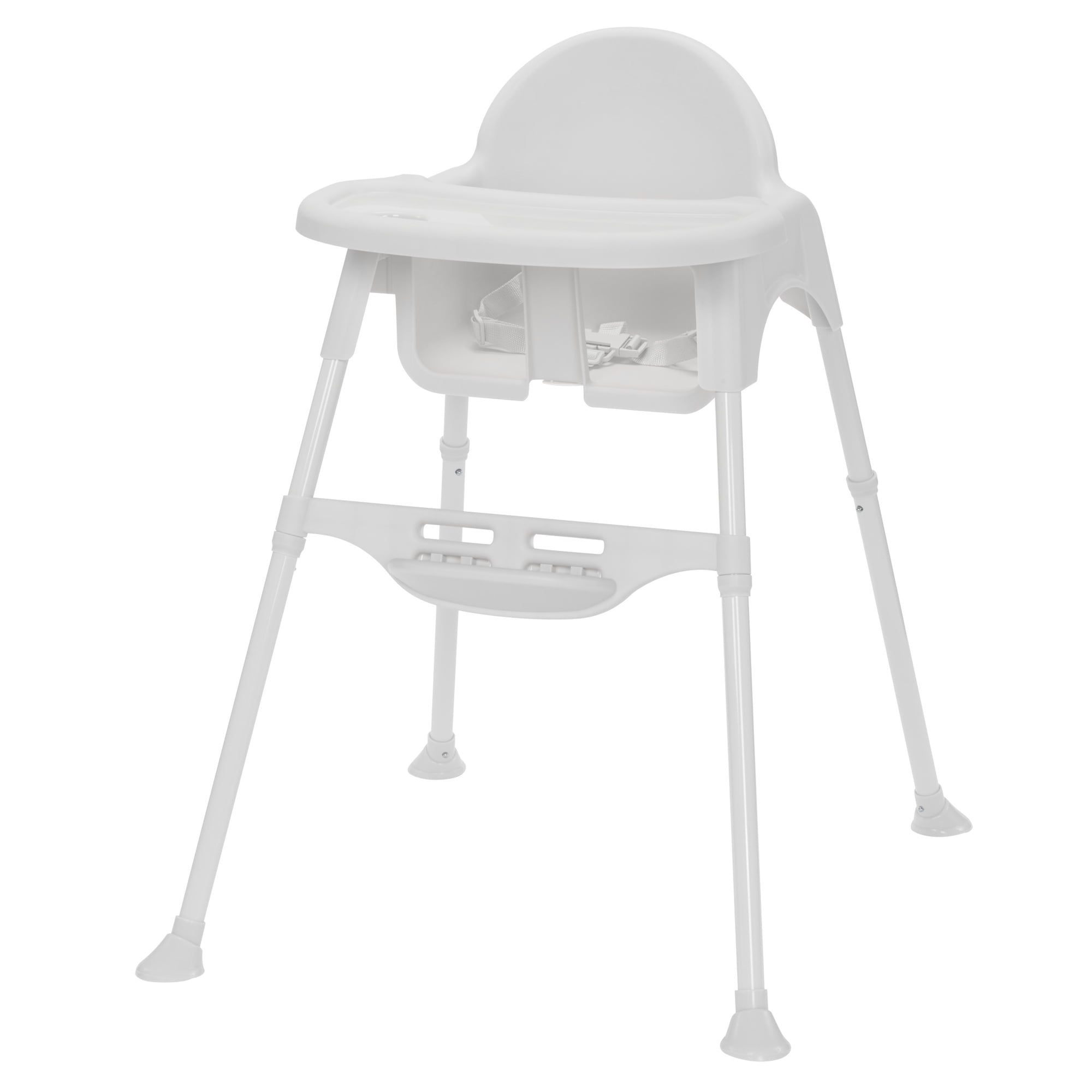 Babideal Lightweight Baby High Chair with Tray & Harness – White, Portable Highchair and Easy-Clean Feeding Chair