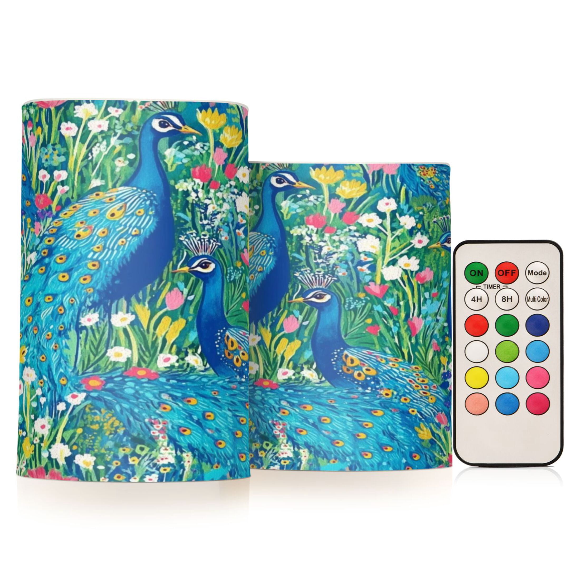 Regal Peacocks Set of 2 Flameless LED Candles Remote and Timer Indoor Outdoor