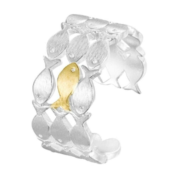 Jierger Adjustable Ring, Open Ring Adjustable Ring Jewelry Multiple Ring Swimming Against The Current Inspirational Ring, Halloween Christmas Valentine Jewelry Gift for Women