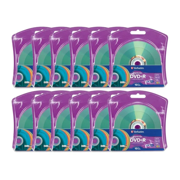 Verbatim LightScribe DVD R 120pk Assorted Colors - Laser Etch Prints To Disc
