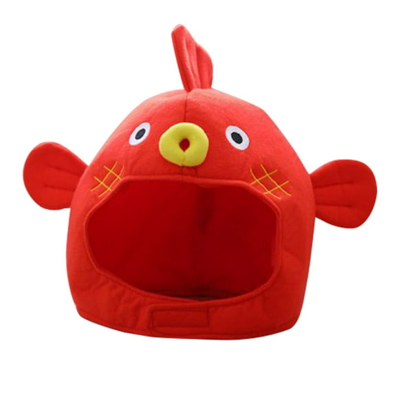 Shisuyan Couvre-Chef Poisson Ajustable Chapeau Cosplay Drôle Accessoires Photo Dessin Animé (Rouge)