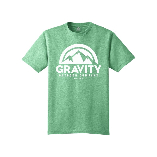 Gravity Outdoor Co. T-Shirt Col Rond Tri-Blend - Logo Blanc - Vert Chiné - TG