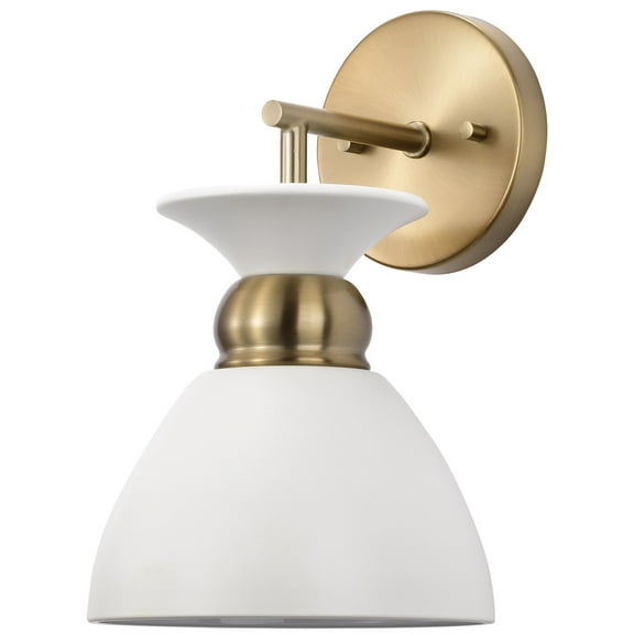 60/7459 Nuvo Lighting Perkins - 1 Light Wall Sconce In Retro Modern Style-11.13 Inches Tall and 7 Inches Wide-Matte White/Burnished Brass Finish