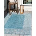 thumbnail image 1 of Unique Loom Outdoor Collection Transitional Indoor & Outdoor Traditional Floral Border Area Rug, 5 x 8 Feet, Aqua Blue/Gray, 1 of 1