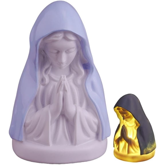 Virgin Mary Prayer Night Light, Elegant Religious Statue Lamp, LED Devotional Table Lamp, for Living Room Bedroom Desktop Decor