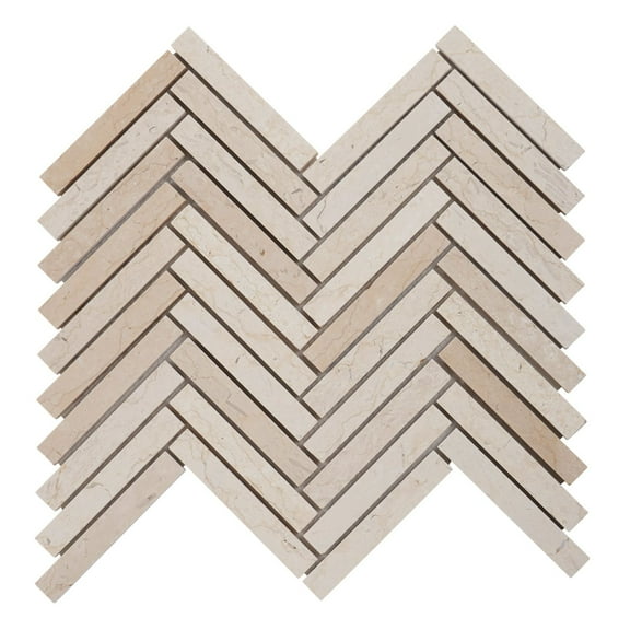 Modket TDH386NS Beige Cream Crema Marfil Marble Stone Herringbone Mosaic Tile Kitchen Backsplash
