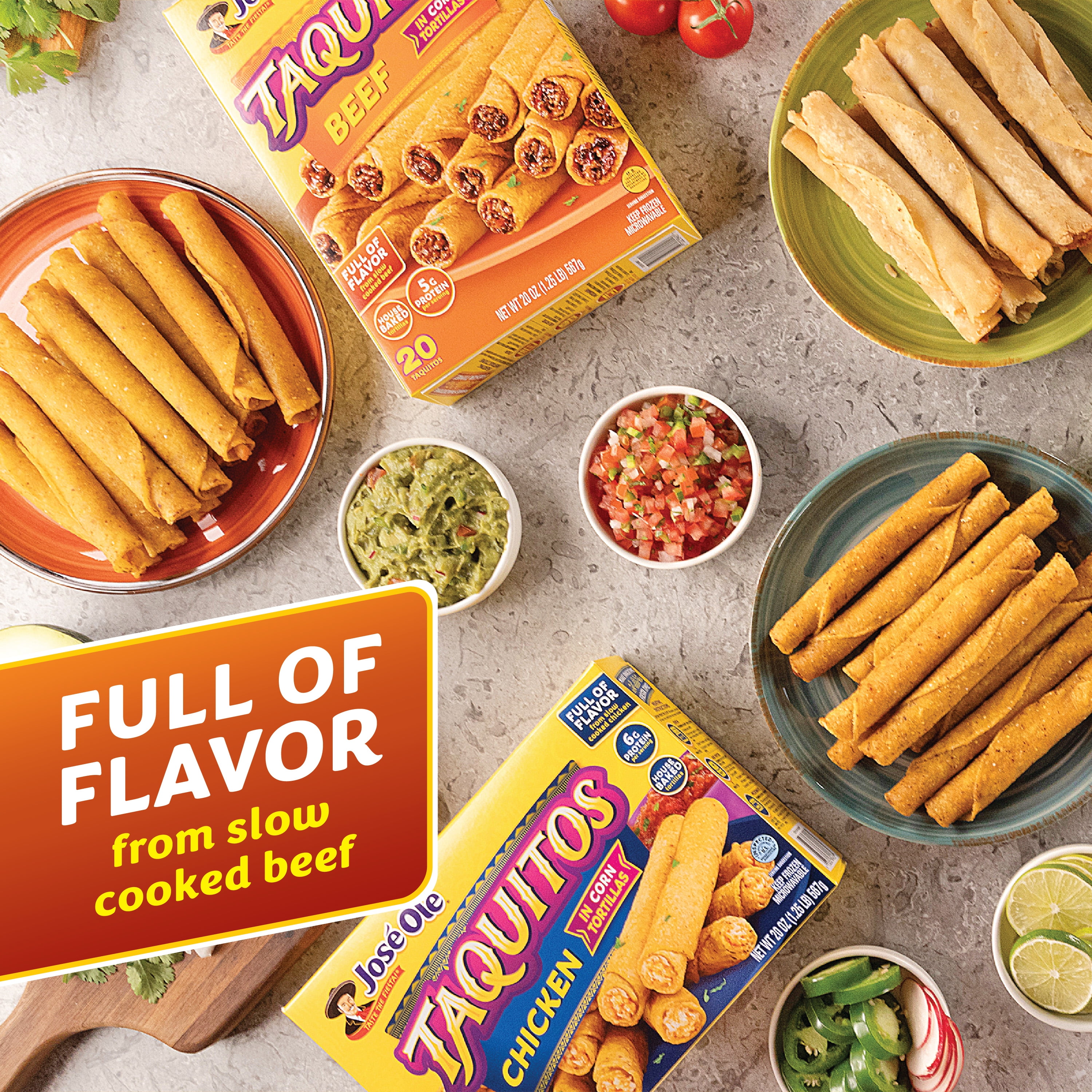 Jose Ole Beef Corn Taquitos, Frozen Mexican Food, 20 oz, 20 Count