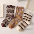 thumbnail image 4 of Retro Jacquard Cotton Mid-calf Stacked Socks - Comfortable for Spring and Autumn, Set of 3 Pairs^ccgv2, 4 of 5