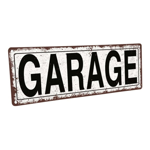 Garage 4"x12" Metal Sign, Wall Décor for Mancave, Den, and Gameroom