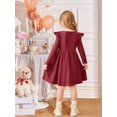 thumbnail image 4 of Arshiner Toddler Girl Dress Baby Girls Knitted Ruffle Sleeve Pocket Dresses A-Line Flared Fall Winter Clothes Beige for 4-5T, 4 of 7