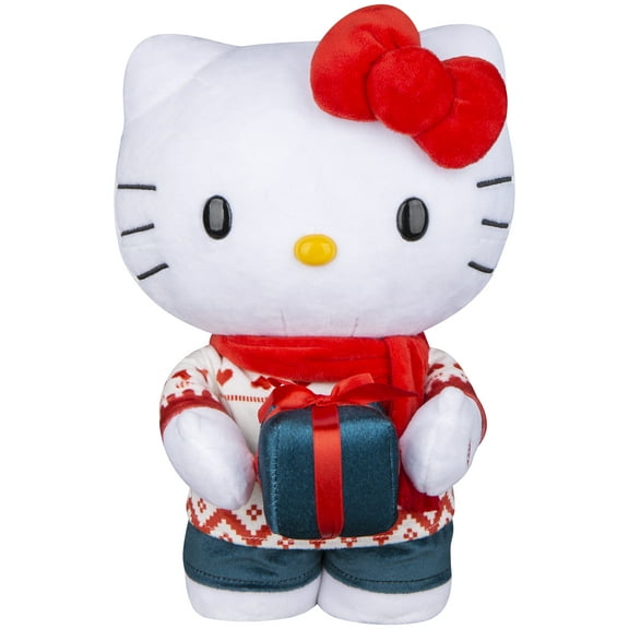 Christmas Animated Plush Side Stepper Hello Kitty with Present 8.26 in x 7.08 in x 12.99 in 1.22 lb