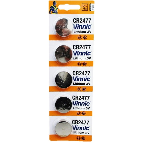 Vinnic CR2477 3V Lithium Cell 5 Batteries EXP. 2028