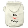 thumbnail image 1 of I Do Bad Things Screen Print Pet Hoodies Cream Size Xl (16), 1 of 1