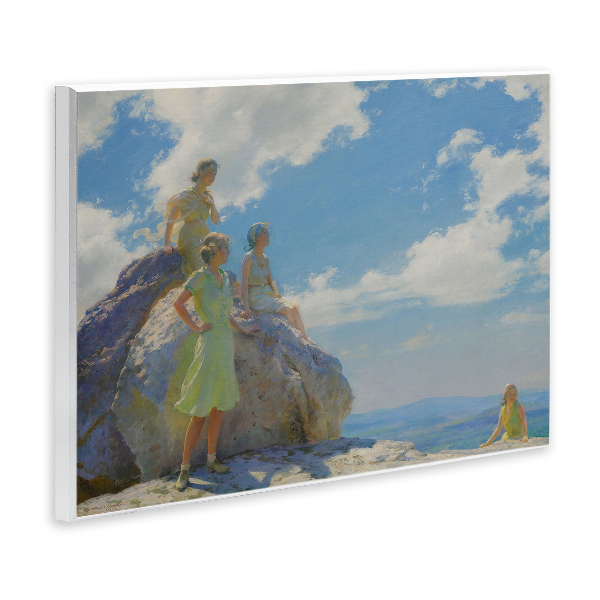 Stupell Industries Classical Family by Rocks People Painting Unframed Art Print Wall Art, 15 x 10