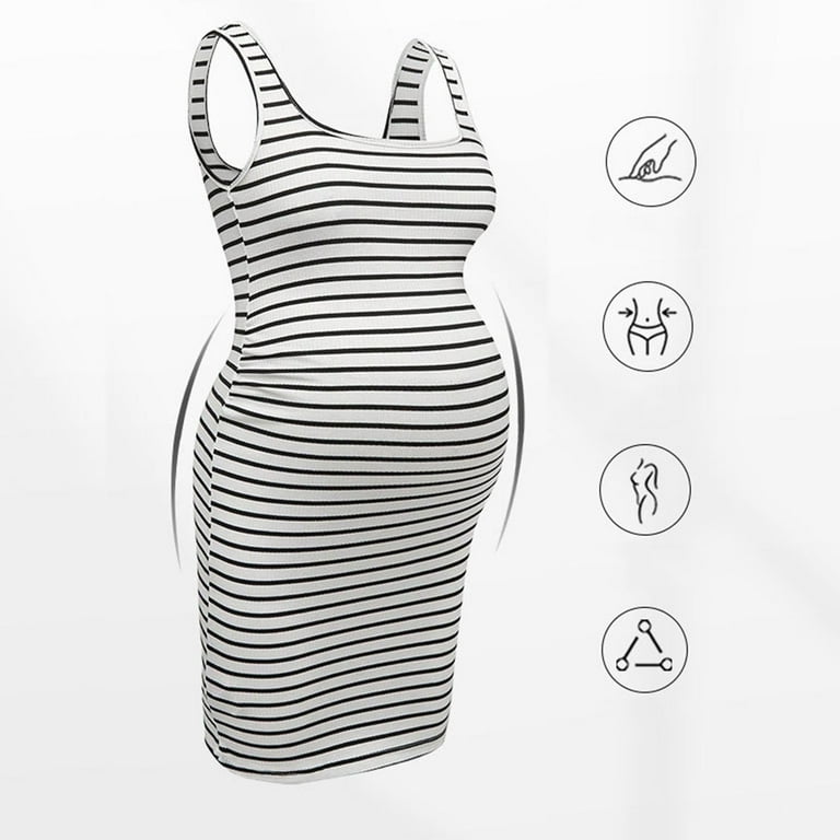 SBYOJLPB Fall Maternity Dress with Waist-hugging Sleeveless Tight-fitting  Striped Hip-hugging Casual Style - Walmart.com