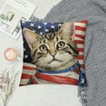 thumbnail image 2 of QZHH  of July Meow Cat Stars Celebration Throw Pillow Cover, independence Memorial Day Patriotic Decoration for Sofa Couch, 2 of 5