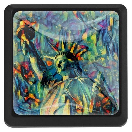 

Ownta Square with Screws 3 Pcs for Cupboard Dressing Table Bookcase Drawer Pull Handle Cabinet Door Knobs Oil Painting Statue of Liberty