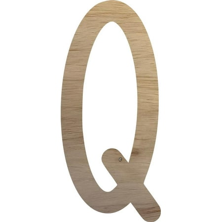 Wooden Letter Craft Q, Paintable Small 8'' Tall Wood Letter, Unfinished Décor