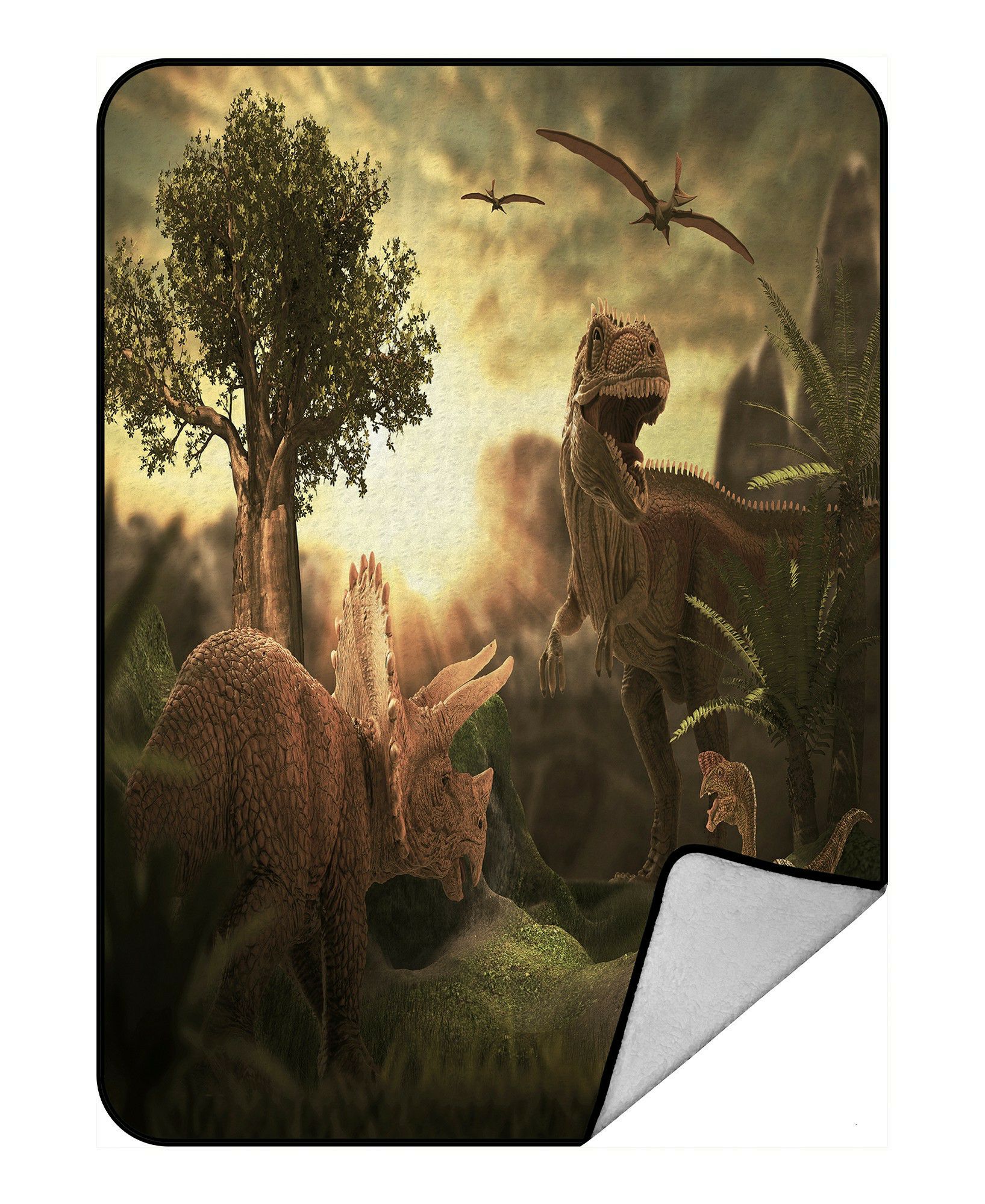 ECZJNT scene of the giant dinosaur destroy the park Throw Blanket