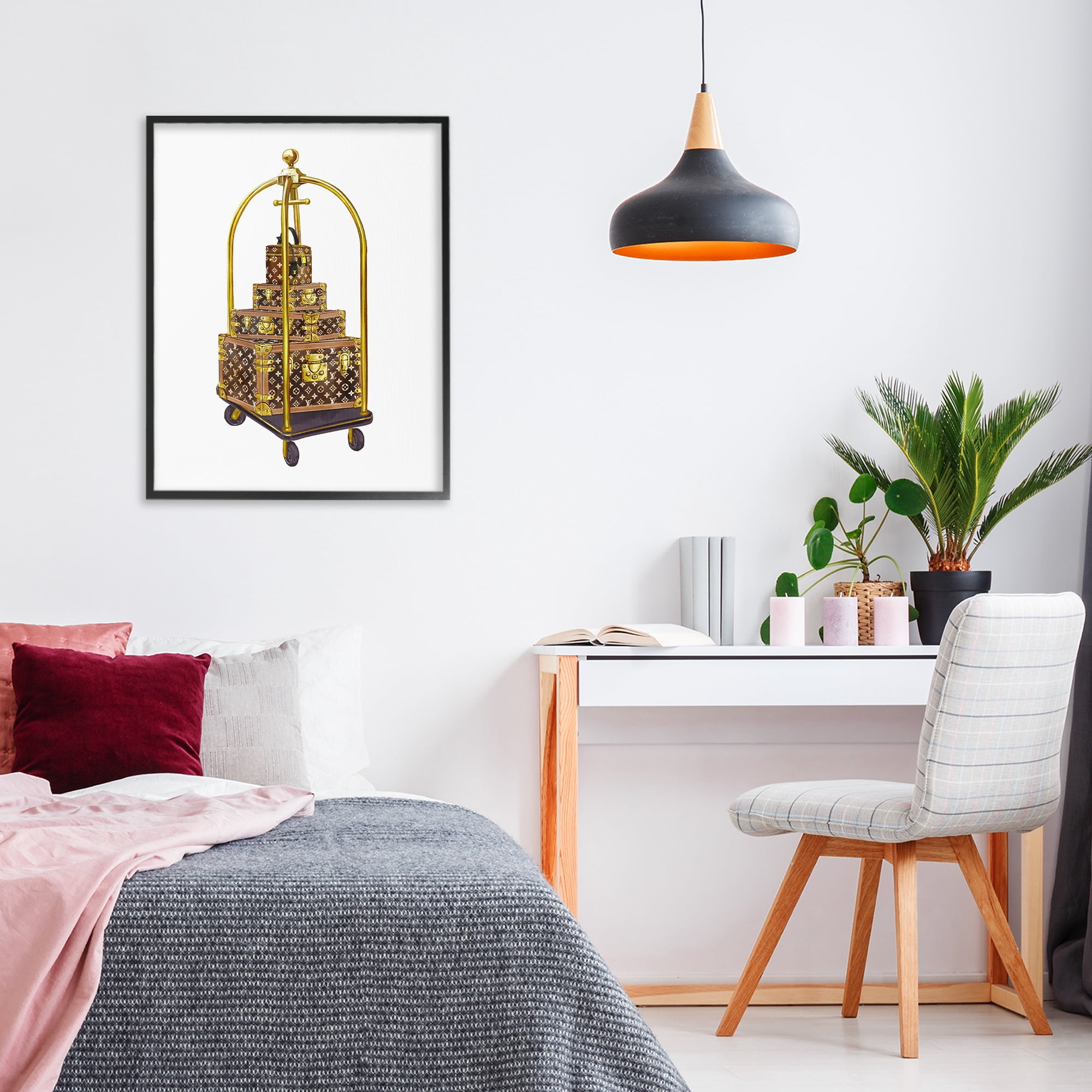 Glam Hotel Luggage Black Framed Giclee Art, design by Ziwei Li