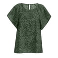 thumbnail image 5 of TANGNADE Women's Summer Plus Size Ruffle Sleeve Shirt Top Polka Dot Chiffon Blouse Green + XXL, 5 of 6