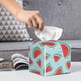 thumbnail image 6 of Logiee Tissue Box Cover 5X5X5'' PU Leather Tissue Holder Square Tissue Cube Box Organizer for Bathroom Vanity Countertop,Car,Night Stands,Office,Home,Kitchen (Watermelon), 6 of 8
