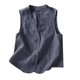 thumbnail image 1 of Chaquetas y abrigos casuales sin mangas y sin capucha para mujer, cárdigan de algodón y lino con cuello en V, sin mangas y con capucha, chaqueta informal con botones sueltos, abrigo para mujer, 1 of 6