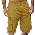 thumbnail image 2 of TQWQT Light Brown Shorts Men Big and Tall Casual Cargo Shorts Knee Length Elastic Waist Lightweight Shorts with 6 Pockets Light Brown L, 2 of 4