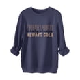 thumbnail image 5 of Harpily Clearance Women's SweatersWomen's Probably Hungry Likely Deepy Cold Printed Hoodless Hoodie Navy XL, 5 of 5