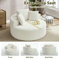 thumbnail image 5 of Aukfa Oversized Round Chaise Longue Chair Indoor, 56-inch Upholstered Corduroy Deep Seat Circle Cloud Sofa Chair, White, 5 of 8