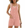 thumbnail image 2 of Fantaslook Waffle Jumpsuits for Women Summer Trendy Button Sleeveless Romper Ajustable Strap Shorts Overalls with Pockets, 2 of 9