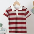 thumbnail image 2 of KyCheLot Boys Golf Shirt Stripe Button up Collar Cotton Short Sleeve Comfy Uniform School Shirt for 4-13 Years, 2 of 3