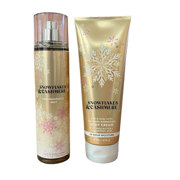 Bath and Body Works Snowflakes & Cashmere Fragrance Mist & Body Cream Set
