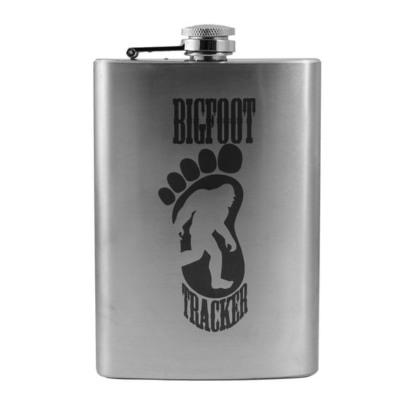 Hip Flask Plus 8oz Bigfoot Tracker Stainless Steel Flask - Leak-Proof & Polished Finish