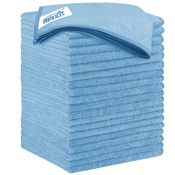 Homexcel Paño De Limpieza De Microfibra Azul, Paquete De 20 Toallas De Microfibra De 11,5 X 11,5 Pulgadas Para Automóviles, Paño De Lavado De Automóviles Ultra Absorbente, Sin Pelusas, Trapos De Limpi