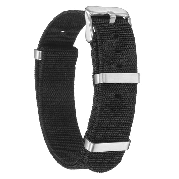 Uxcell Elastic Nylon Watch Band 18mm One-Piece French Watch Strap Waterproof Replacement Wristwatch Strap with Silver Buckle for Men Women, Black