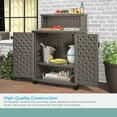 thumbnail image 3 of Suncast Patio Plastic Storage & Prep Station w/ Wicker Pattern, Stoney Gray, 3 of 9