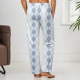 thumbnail image 4 of Men Striped Gingham Pants 2025 2026 Pajama Lounge Boxer Pants Cute PJ Bottoms with Drawstring Casual Wide Leg Trousers with Pockets (7-Light Blue, 3X-Large), 4 of 6
