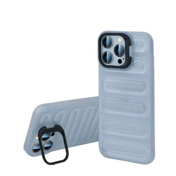 ELEHOLD Heat Dissipation Case for iPhone 16 Pro Max,Non-Slip Textured Anti-Scratch Shockproof Cooling Hole Back Design Heat Protective Shockproof Case with Len Kickstand for iPhone 16 Pro Max,Clear