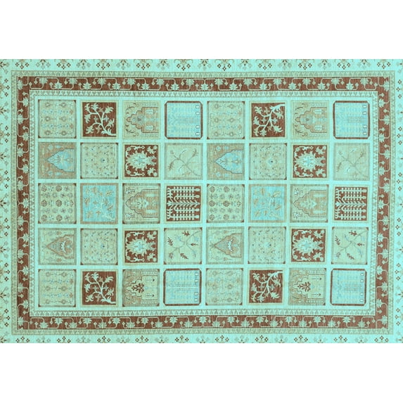 Ahgly Company Indoor Rectangle Oriental Light Blue Modern Area Rugs, 3' x 5'
